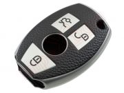 Generic product - Silver / leather effect TPU case 3 buttons for remote control of Mercedes vehicles